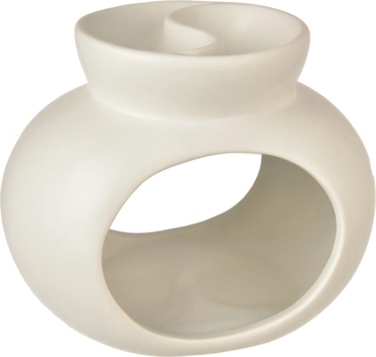 White ceramic oil burner with divided dish