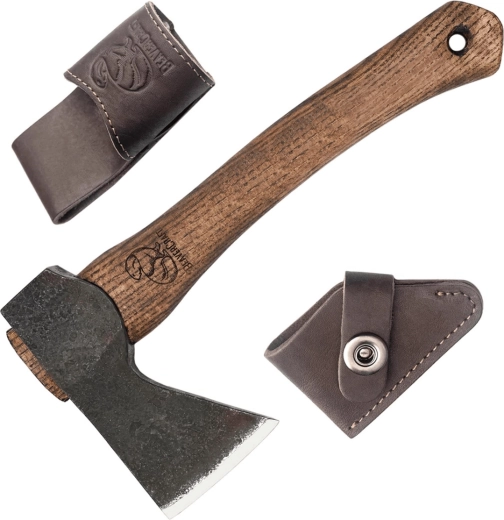 BeaverCraft AX1 compacte bushcraftbijl met lederen hoes