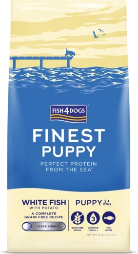 Fish4Dogs Finest dry food for large-breed puppies – white fish with potatoes 6 kg