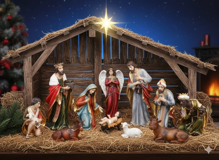Set kerststalfiguren Božonar (11 stuks), hoogte tot 53 cm