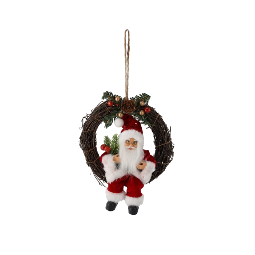 Kerst hangkrans met Sint (rood) 18 cm - 1 stuk