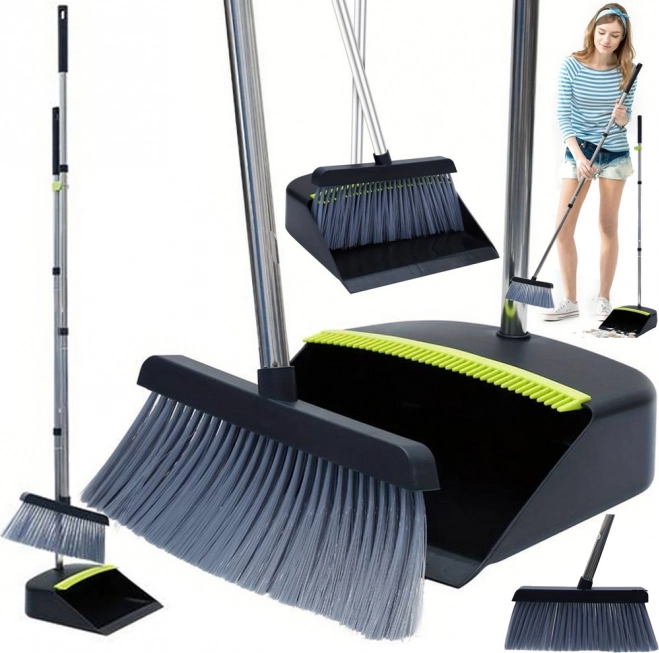 Broom and Dustpan Set with Long Handle