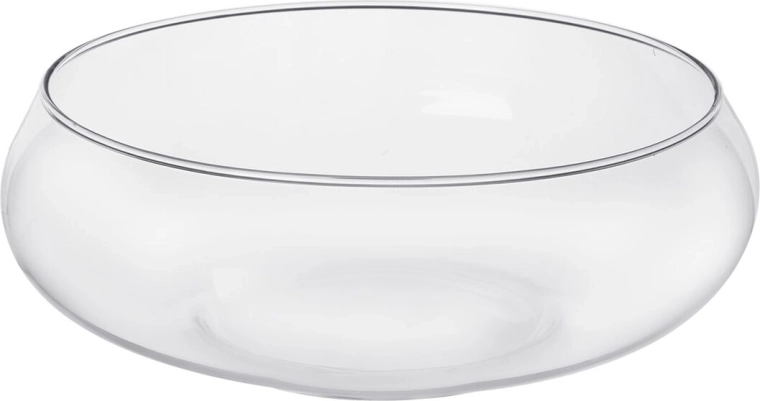 Heldere glazen vaas, laag en breed 25 cm