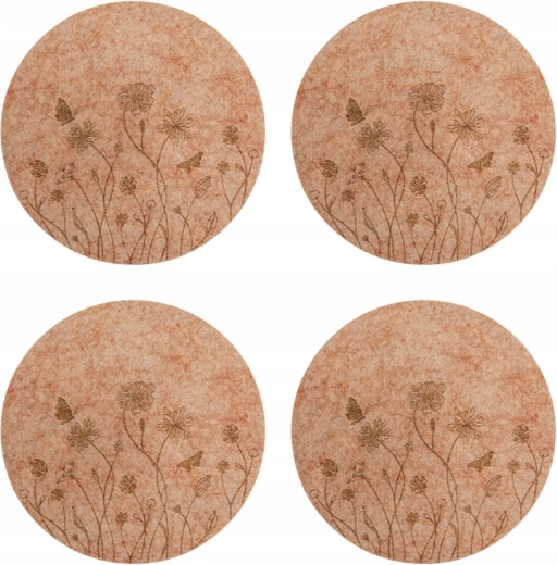 Set of felt coasters for glasses and mugs – Meadow, 12 cm, 4 pcs