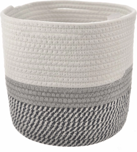 Grand panier de rangement en coton blanc/bleu 24 × 24 × 20 cm