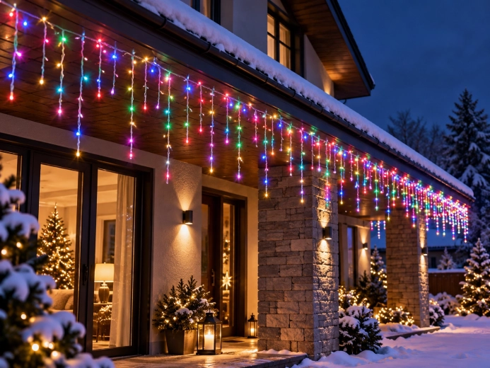 Impressive effect of colorful icicles