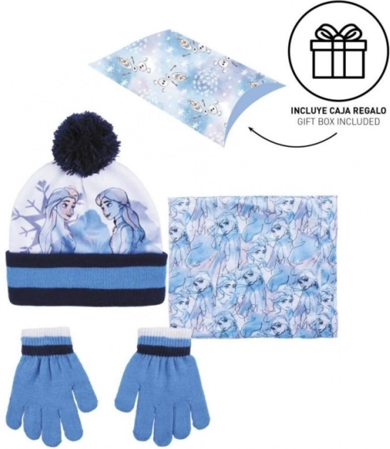 Ensemble d’hiver fille bonnet, gants et tour de cou FROZEN 2 avec pompon