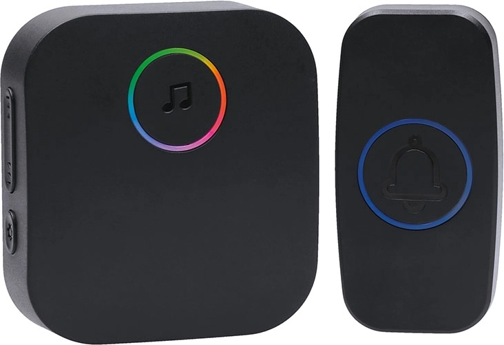 Solight sonnette sans fil à brancher sur prise 180 m noire avec LED et fonction Learning code