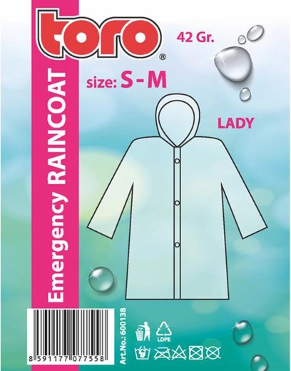 Damen-Regenponcho mit Kapuze S–M, leicht und kompakt