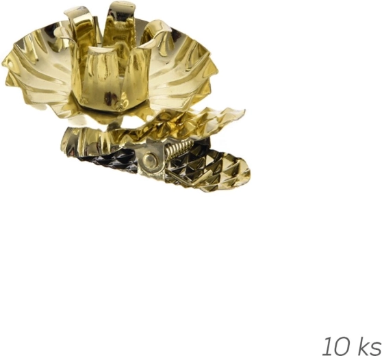 Goldene Metall-Kerzenhalter mit Clip für Weihnachtskerzen, 10 Stück (Durchmesser 1,5 cm)