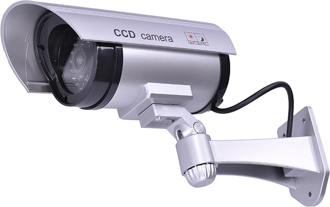 Solight dummybeveiligingscamera met LED-diode, IP44, zilverkleurig - 1 stuk