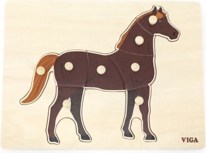 Houten Montessori-inlegpuzzel paard VIGA