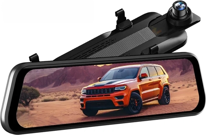 WOLFBOX G930 dashcam in achteruitkijkspiegel 4K met achtercamera 1080p en 64GB-kaart