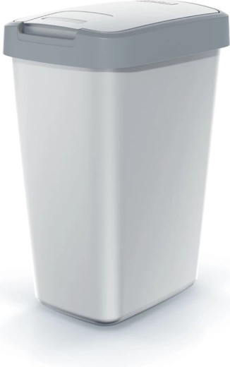 Prullenbak Compacta Q Flap 12 l, asgrijs met lichtgrijze deksel