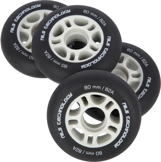 Matte Polyurethan-Rollen NILS Extreme 80 mm, 82A, schwarz, Set 4 Stk.
