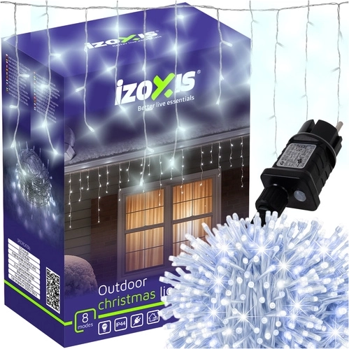Éclairage LED de Noël motif stalactites 500 LED 22,5 m blanc froid IZOXIS - 1 pièce