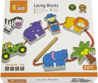 Viga houten rijgblokken Safari ZOO