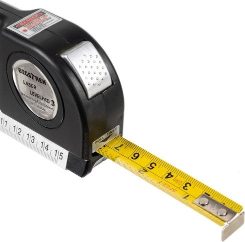 Integrated 2.5 m retractable tape measure