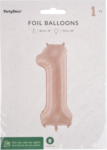 Ballon en aluminium chiffre 1 beige 72 cm