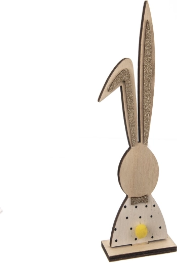 Décoration en bois lapin blanc-marron 26 cm