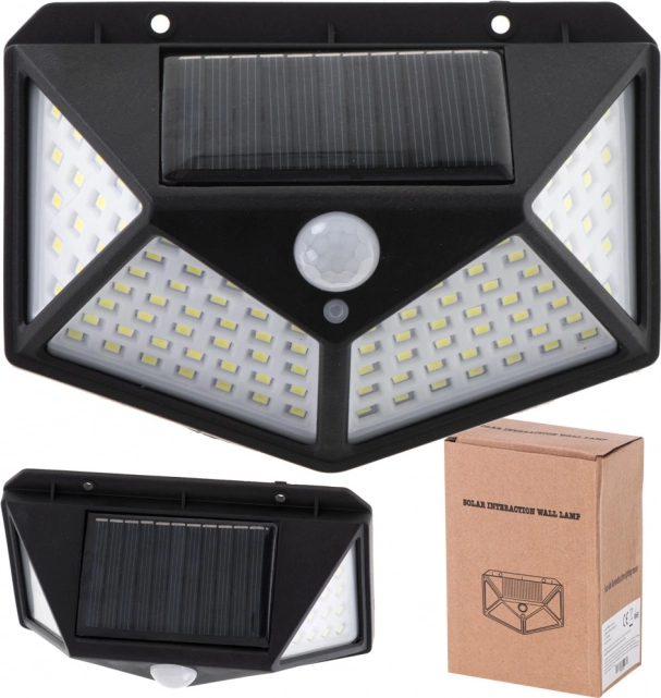 Applique murale solaire LED avec capteur de mouvement et de crépuscule, 100 LED