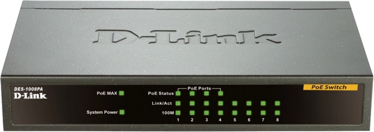 D-Link DES-1008PA 8-poorts desktop Fast Ethernet-switch met PoE
