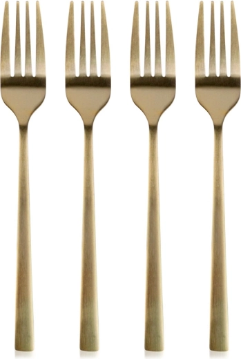 Set de 4 fourchettes à dessert dorées en acier inoxydable