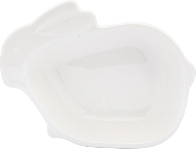 Cream porcelain serving bowl in bunny shape