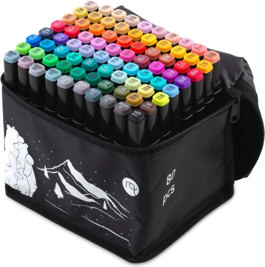 80 colors in a well-organized portable case