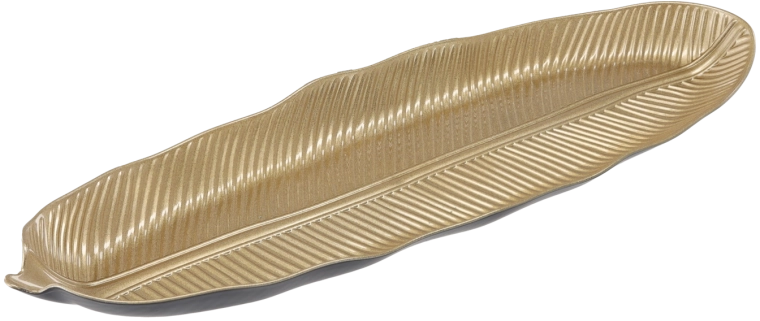 Decorative elliptical tray with a gold leaf 50 × 16 cm