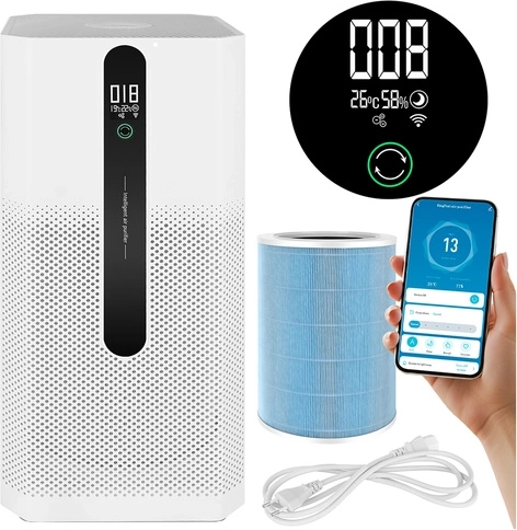 Purificateur d’air Ruhhy Ioniqs avec filtre HEPA H12, ionisation et Wi‑Fi