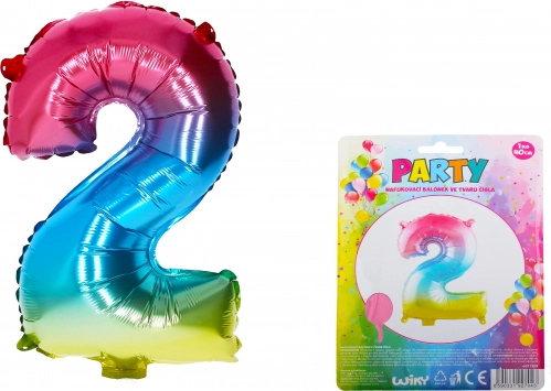 Regenboogballon cijfer 2 – 40 cm