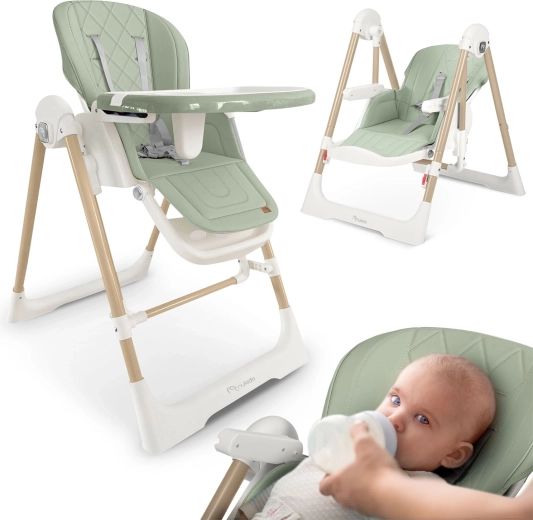 Chaise haute Nukido Elite 3 en 1 pour enfant, verte
