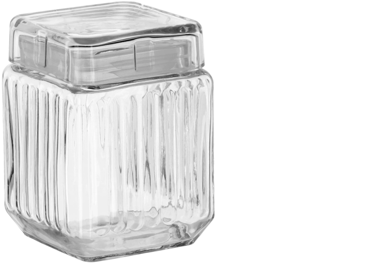 Boîte carrée en verre 1,1 l avec couvercle en verre