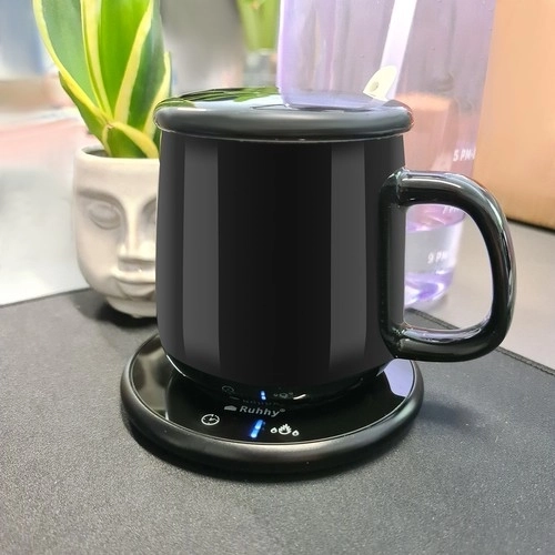 Coffret cadeau élégant : chauffe-boisson + tasse en céramique avec couvercle