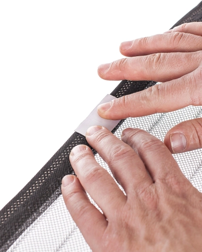 Quick tool-free installation with hook-and-loop tape