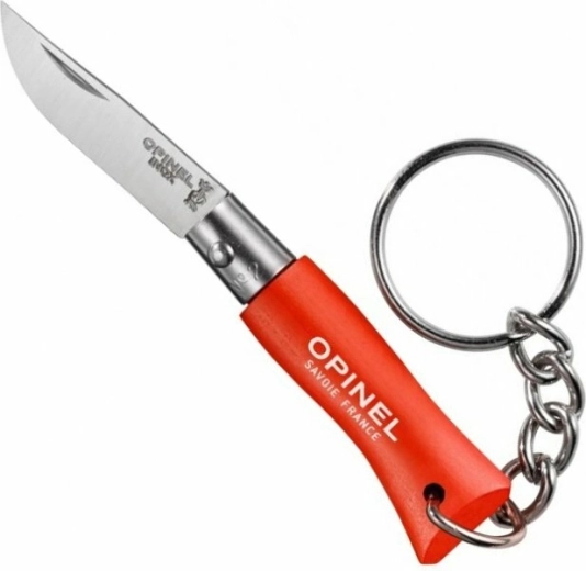 Couteau de poche porte-clés OPINEL N°02, orange, bois de hêtre, 3,5 cm