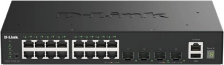 D-Link beheerde netwerkswitch met 16 gigabitpoorten en 4 10G SFP+-poorten