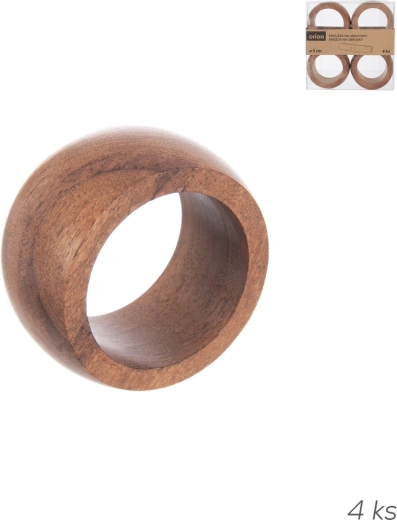 Ronds de serviette en acacia, 4 pcs