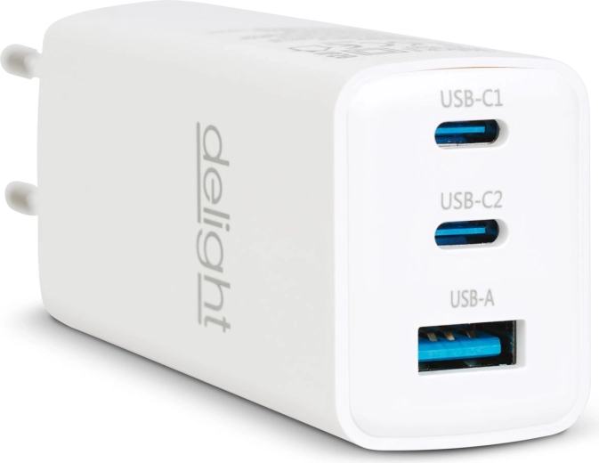 Mains adapter with USB-A 20 W and USB-C PD 45 W, white