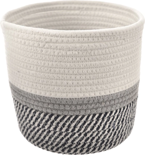 Panier de rangement en coton moyen blanc-bleu 20 × 20 × 17 cm