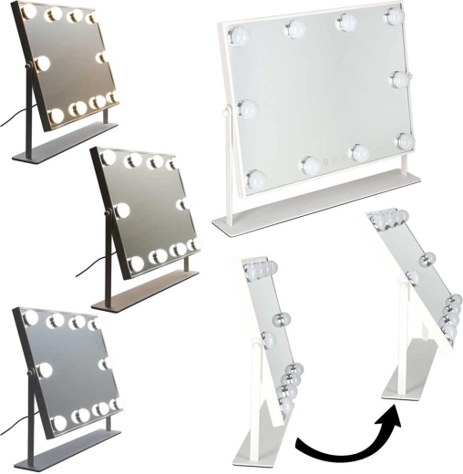 LED vanity mirror with 10 bulbs, 3 light colors, white