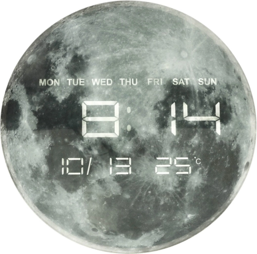 Horloge murale Planète Mars avec écran LED 32 cm – Gris