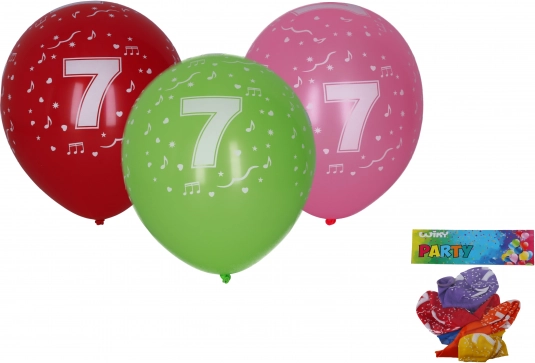 Ballons gonflables 30 cm avec le numéro 7 – lot de 5 pcs