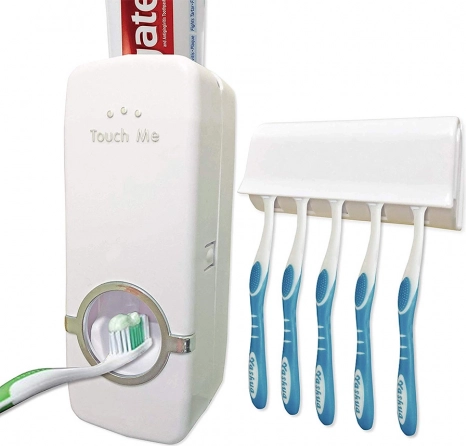 Contactloze tandpastadispenser en tandenborstelhouder