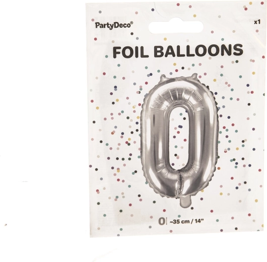 Ballon en aluminium chiffre 0 argenté 35 cm