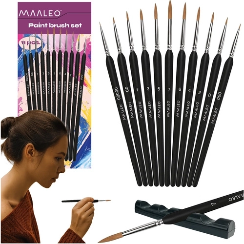 Set de pinceaux de peinture avec support Maaleo 11 pcs
