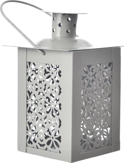 Lanterne décorative en métal grise 12 cm