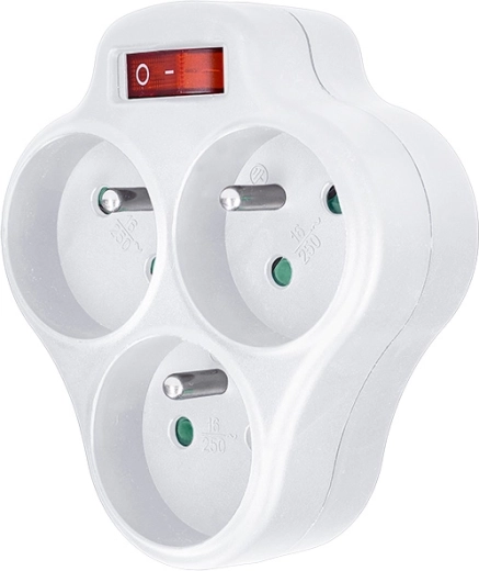 Solight drievoudige stekkerdoos met schakelaar, wit - 1 stuk