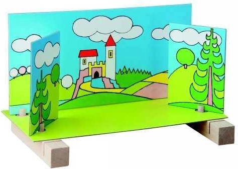 Verwisselbare decors voor verschillende scènes van het verhaal